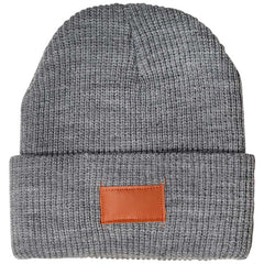 Custom Leeman Grey Cuffed Rib Knit Beanie