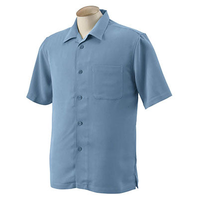 Custom Harriton Men's Cloud Blue Bahama Cord Camp Shirt