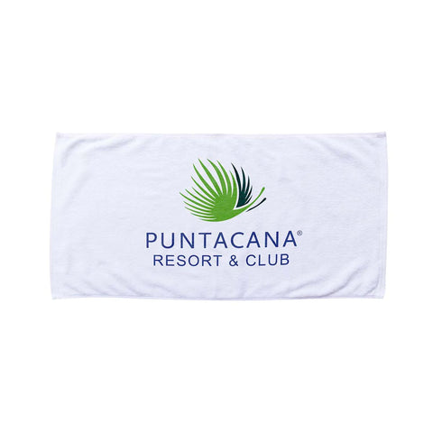 Custom Magnet Group White Beach Terry Velour Towel with Dobby Hem