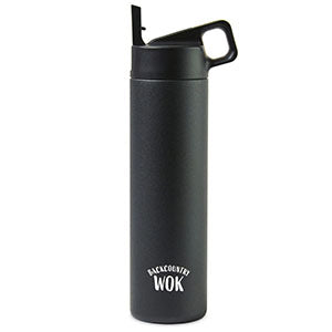 Custom MiiR Black Powder Vacuum Insulated Wide Mouth Leakproof Straw Lid Bottle - 20 Oz.