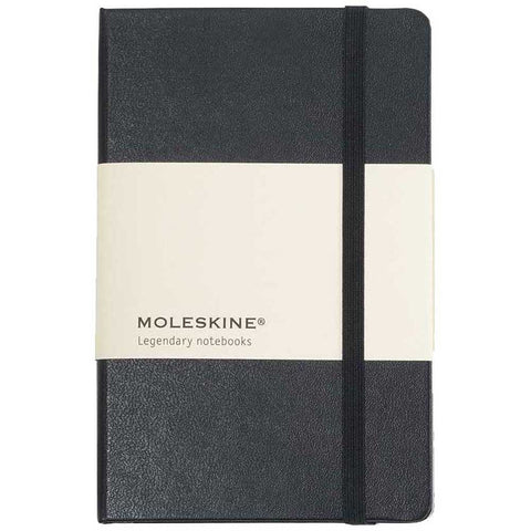 Debossed Moleskine Black Hard Cover Plain Pocket Notebook (3.5" x 5.5")