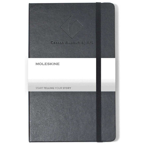 Screen Printed Moleskine Black Hard Cover Ruled Large Notebook (5" x 8.25")