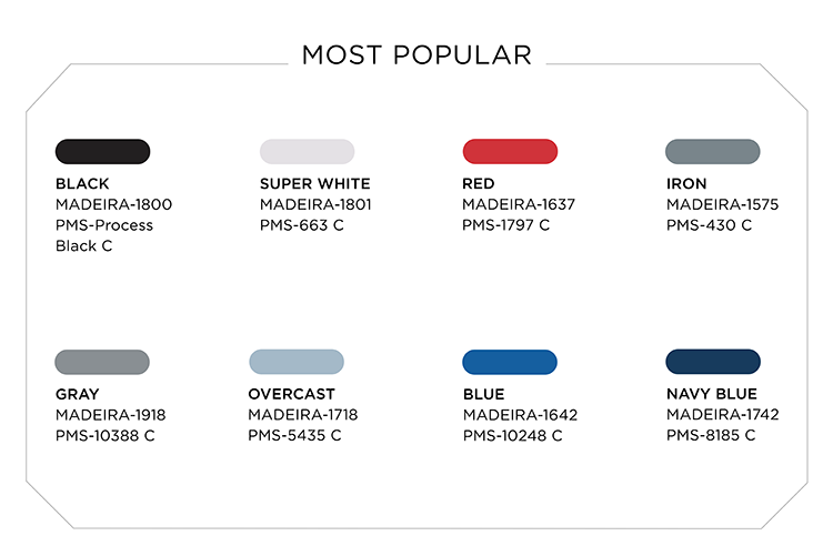 Most Popular Pantone Thread Colours for Custom Embroidery