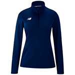 A dark blue custom New Balance women's quarter-zip sweater