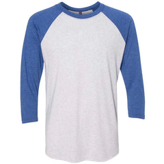 Custom Next Level Unisex Vintage Royal/Heather White Triblend 3/4-Sleeve Raglan Tee