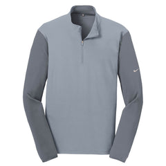 Nike Men's Light Grey and Dark Grey Dri-FIT Mix Half Zip Pullover