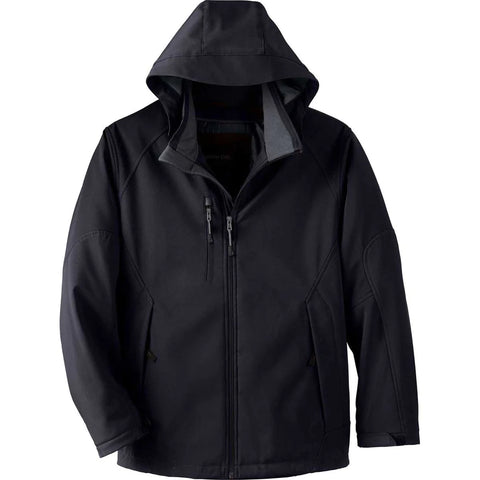 Custom North End Men's Black Glacier Insulated Three-Layer Jacket with Detachable Hood