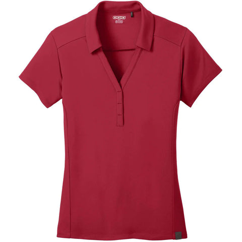Embroidered OGIO Women's Signal Red Framework Polo