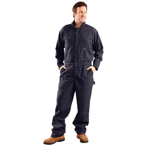 Company Logo OccuNomix Men's Navy Premium Nomex Flame Resistant Coverall HRC 1