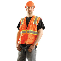 OccuNomix Men's Orange High Visibility Classic Solid Two-Tone Surveyor Safety Vest