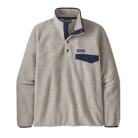 Corporate Patagonia Men's Oatmeal Heather Lightweight Synchilla Snap Fleece Pullover