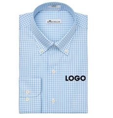 Peter Millar Men's Cottage Blue Crown Soft Gingham Shirt