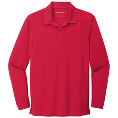 Company Logo Port Authority Men's Rich Red Dry Zone UV Micro-Mesh Long Sleeve Polo