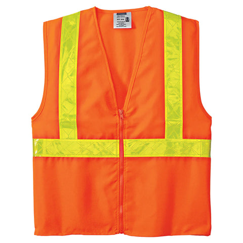 Custom Port Authority Men's Safety Orange/Reflective Enhanced Visibility Vest