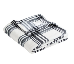 Port Authority Black and White Plaid Ultra Plush Blanket