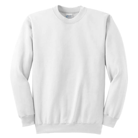 Custom Port & Company White Ultimate Crewneck Sweatshirt