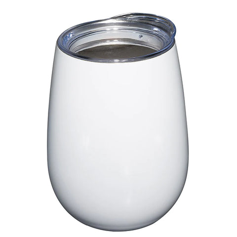 Corporate Primeline White 10 oz. Stemless Vacuum Wine Tumbler with Lid