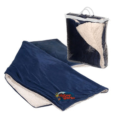 Primeline Navy Blue Micro Mink Sherpa Blanket