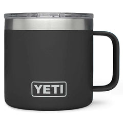 Laser-Engraved Quick Ship YETI Black Rambler 14 oz Mug