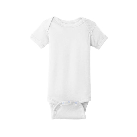 Logo-Printed Rabbit Skins White Infant Baby Rib Onesie