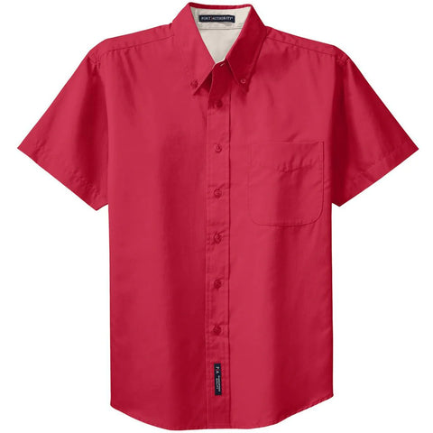 Custom Port Authority Men's Red/Light Stone Tall Short Sleeve Easy Care Shirt