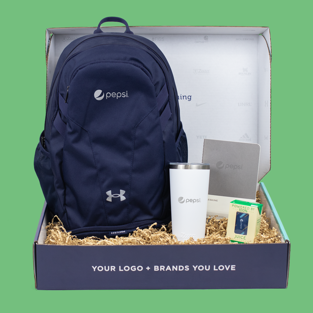 Add your company logo to the First Day Kickstarter Company Gift Box for onboarding new employees
