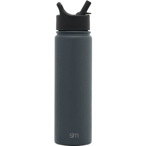 Custom Simple Modern Graphite Summit Water Bottle with Straw Lid - 22oz