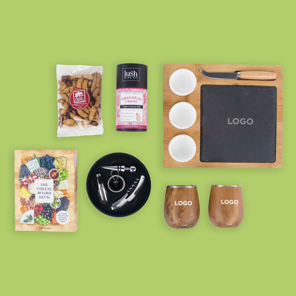 Take time to celebrate and show employee appreciation with the custom logo Sip and Savor gift set