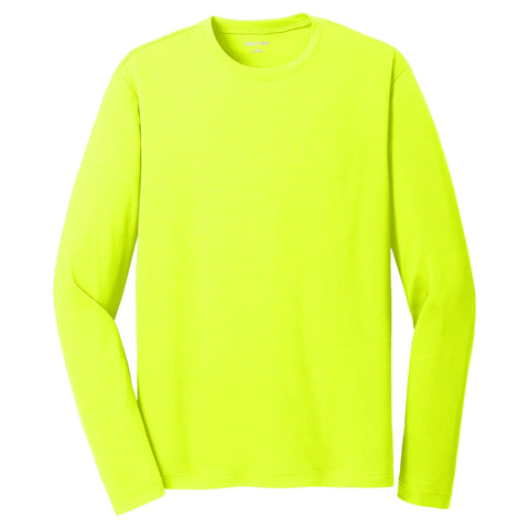 Custom Sport-Tek Men's Neon Yellow PosiCharge RacerMesh Long Sleeve Tee