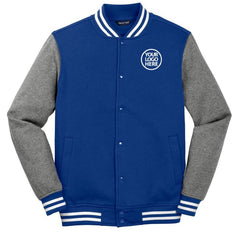 Sport-Tek Men's True Royal/Vintage Heather Fleece Letterman Jacket