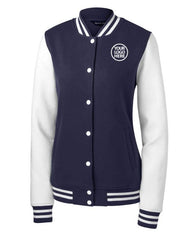 Sport-Tek Women's True Navy/White Fleece Letterman Jacket