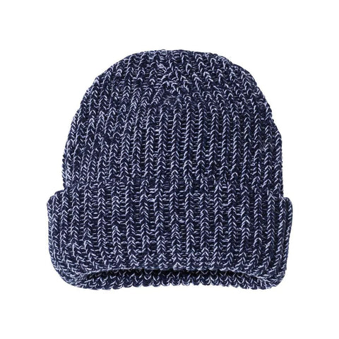 Embroidered Sportsman Navy/White 12" Chunky Knit Cap