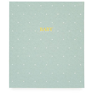 Custom Sugar Paper Mist Green Swiss Dot Baby Book