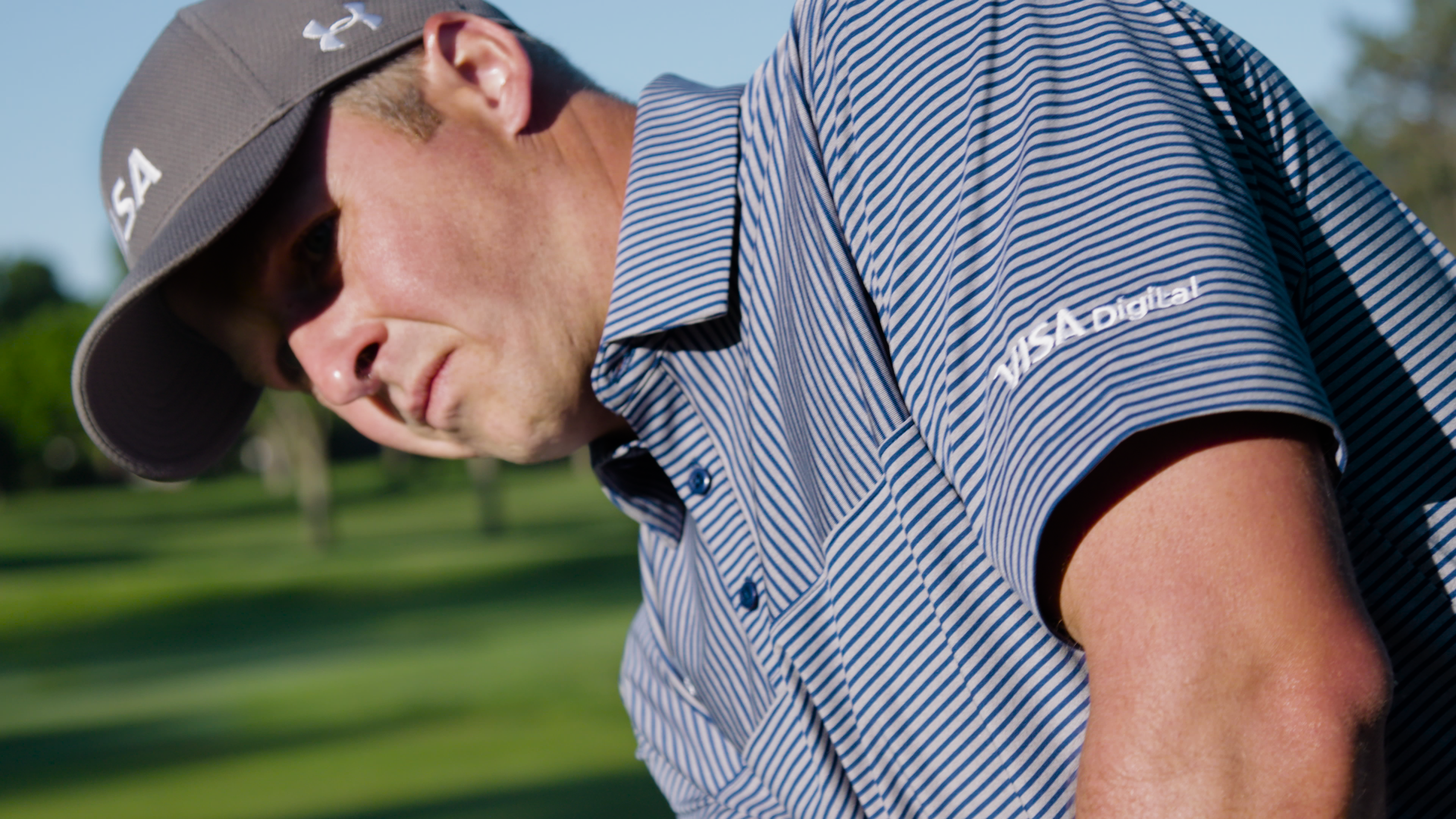 Golfer with Custom Golf Polo and Hat