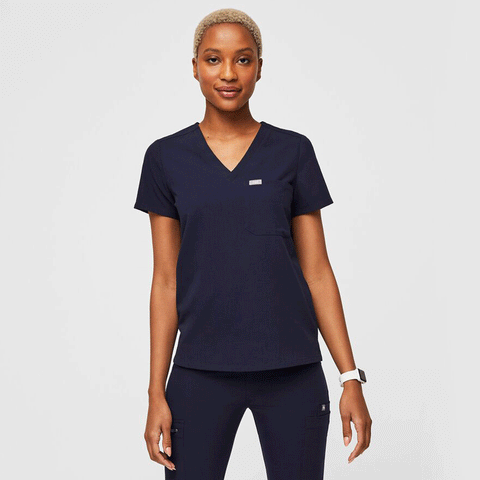 Corporate Women's Navy Catarina One-Pocket Scrub Top