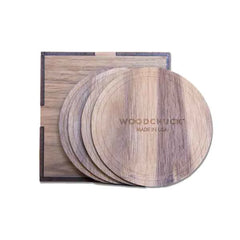 Custom Woodchuck USA Walnut Set of 4 Wood Coaster Set