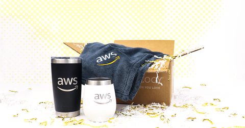 Check out the custom logo decorated items for Amazon Web Services' employee gifts