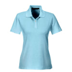 A light blue corporate Devon and Jones womens polo shirt