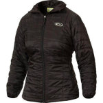 A black logo embroidered Drake Waterfowl women's puffer jacket against a white background