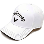 A white custom Callaway golf hat with a company logo embroidered