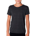 A young person in a gray custom American Apparel youth t-shirt in front of a white background