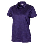 A deep violet corporate BAW women's polos shirt against a white background