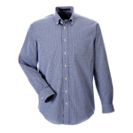 A gray-blue custom Devon and Jones button-up shirt for men