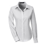 A white corporate Devon and Jones dress shirt for women