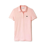 A light pink corporate logo Lacoste women's polo shirt against a white background