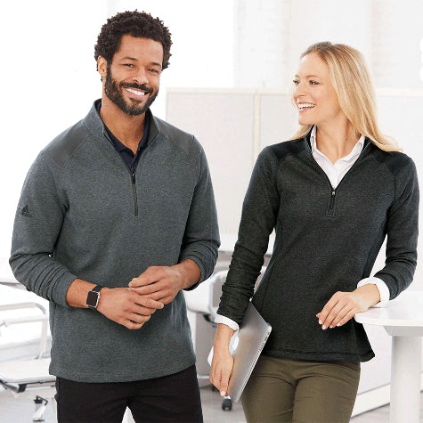 Bring cool to business casual with custom logo embroidered Adidas sweatshirts and layering