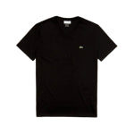A black logo embroidered Lacoste men's t-shirt against a white background