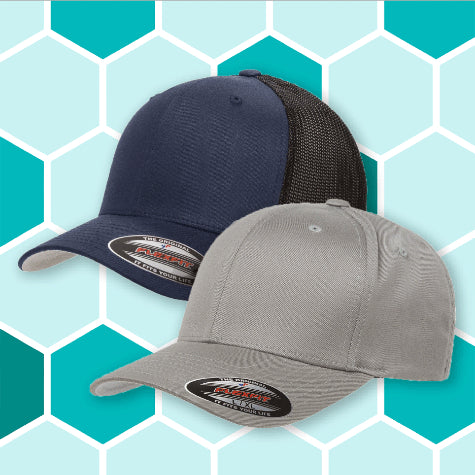 Add your company logo to corporate FlexFit hats and caps with Merchology