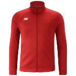 A bright red custom New Balance track jacket