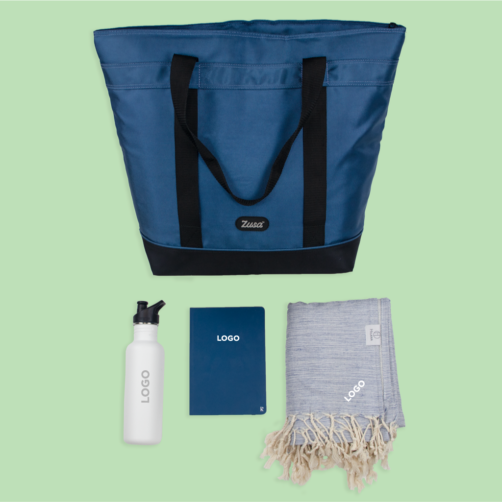 Add your company logo to sustainable and unique corporate gifts with the Shop with a Purpose company gift set